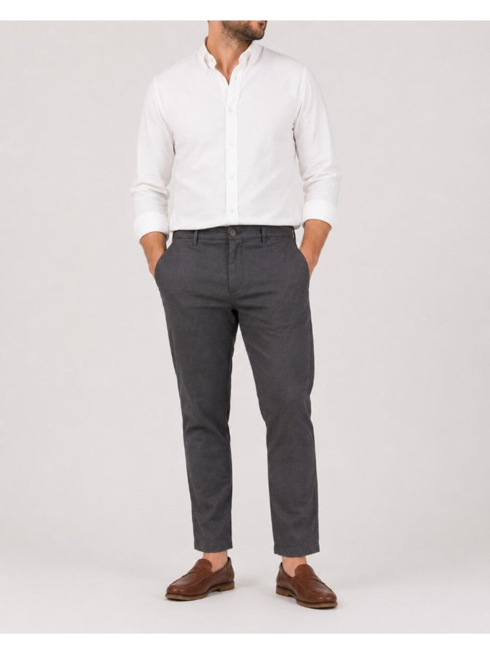 Ted Baker London Volvek Slim Fit Chino Pants Gray 38R Contrast Cuff Ankle